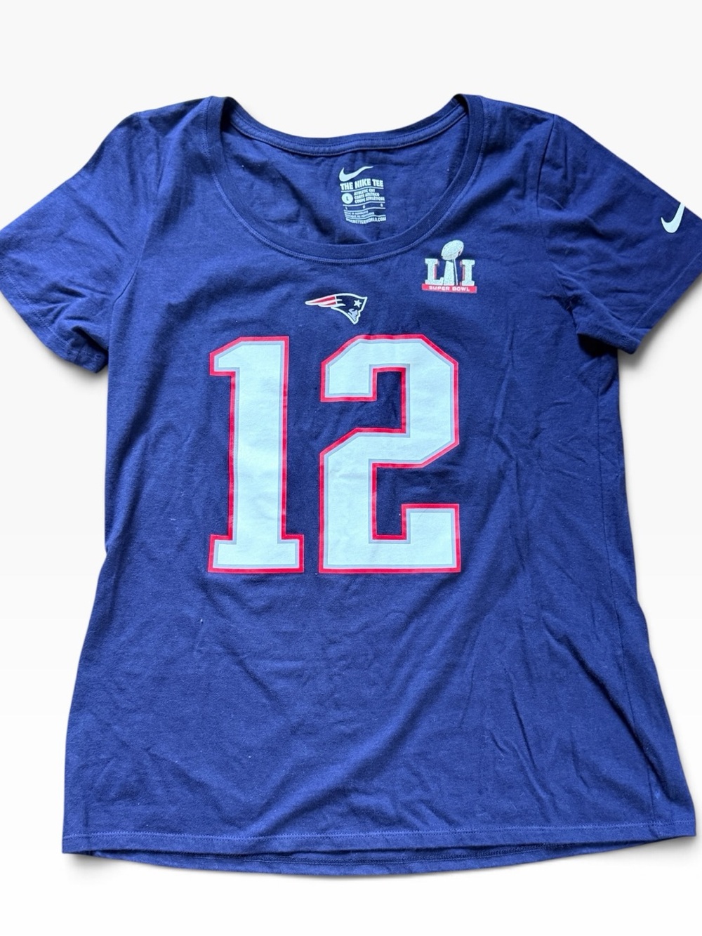 Nike Women’s Navy Blue Patriots #12 Short Sleeve Tee - Blue